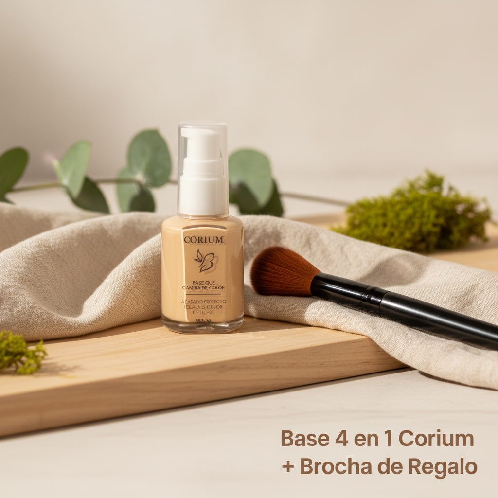 Base Maquillaje 4 en 1 Corium® + Brocha de Regalo